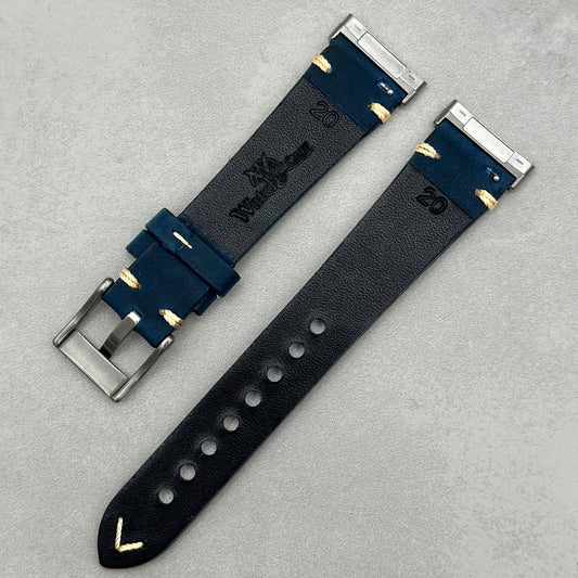 The Madrid: Navy Blue Full Grain Leather Fitbit Versa/Sense Watch Strap