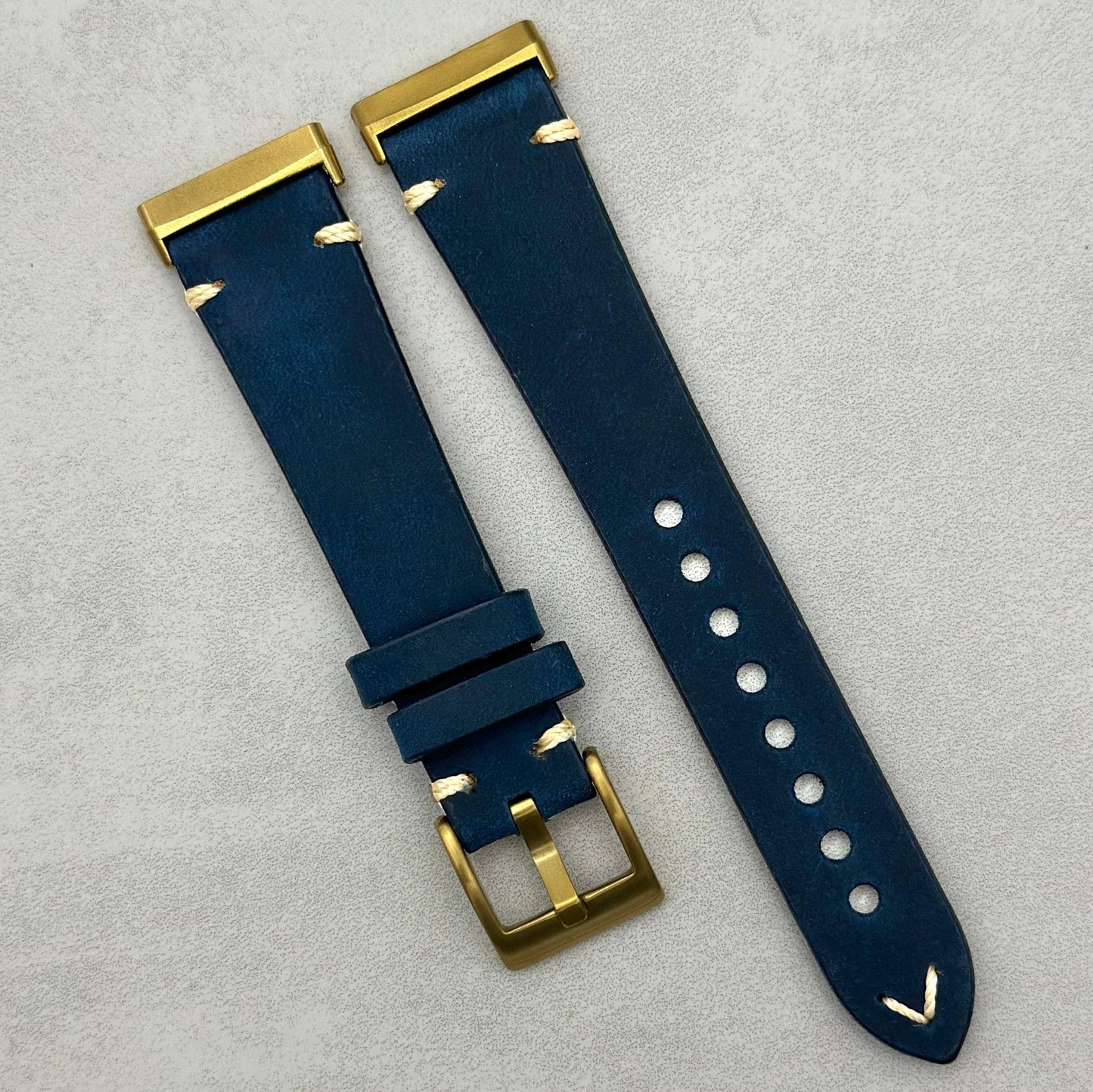 The Madrid: Navy Blue Full Grain Leather Fitbit Versa/Sense Watch Strap