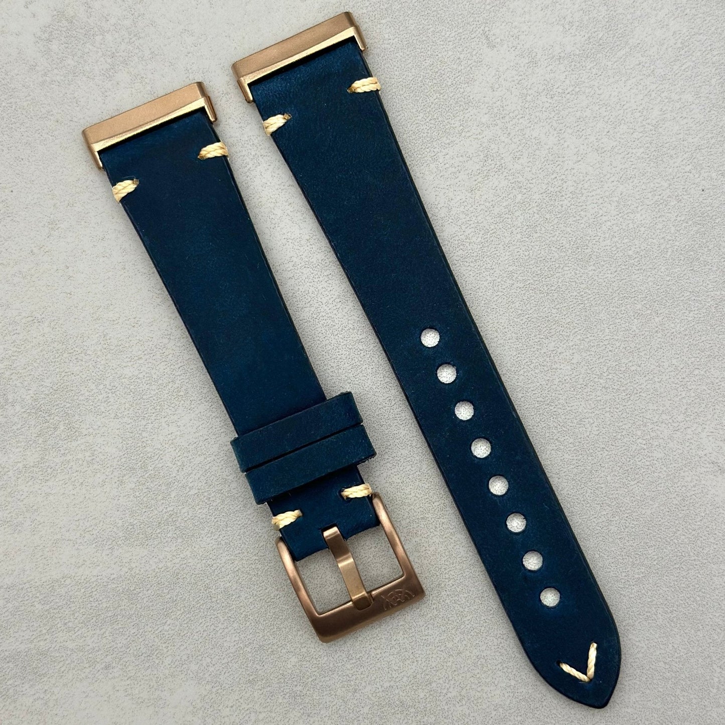 The Madrid: Navy Blue Full Grain Leather Fitbit Versa/Sense Watch Strap