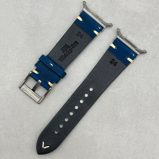The Madrid: Midnight Blue Vintage Full Grain Leather Samsung Galaxy Watch Ultra Strap