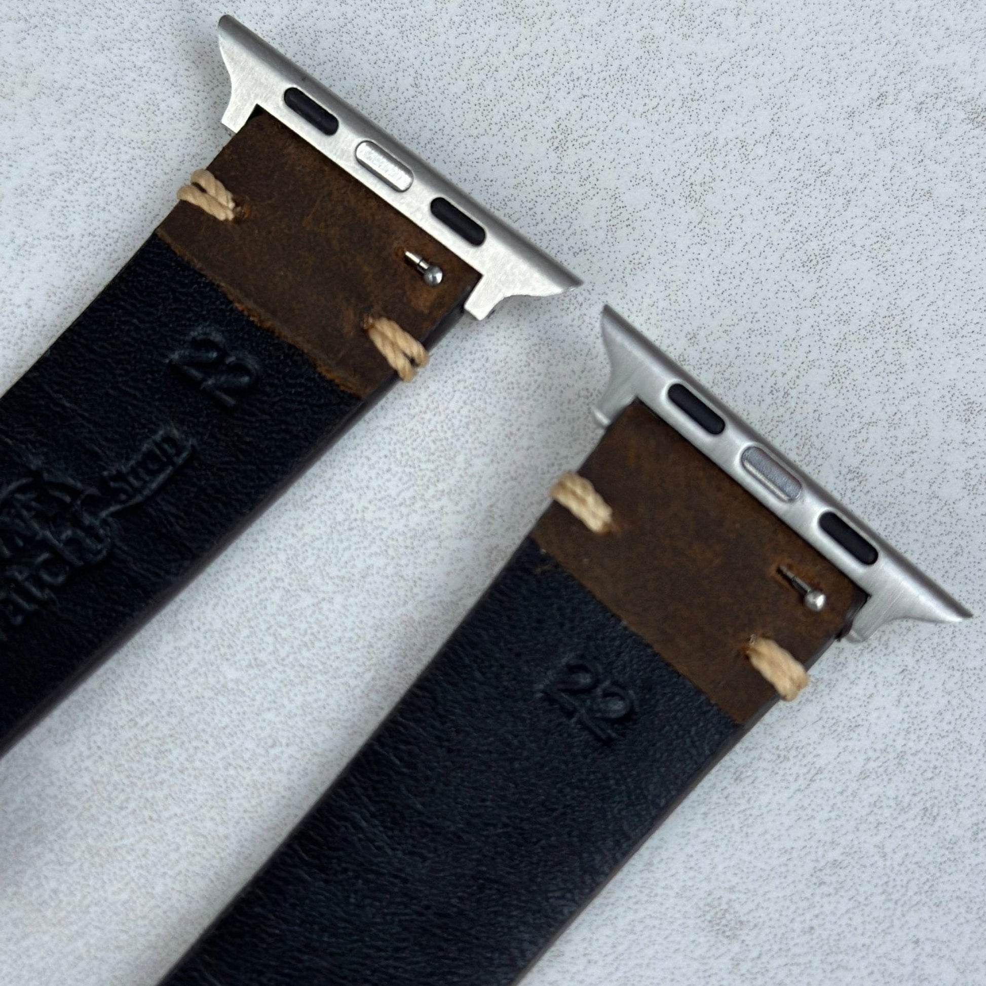 Madrid brown full grain leather Apple Watch strap. Apple Watch Series 3, 4, 5, 6, 7, 8, 9, SE and Ultra. Watch And Strap.