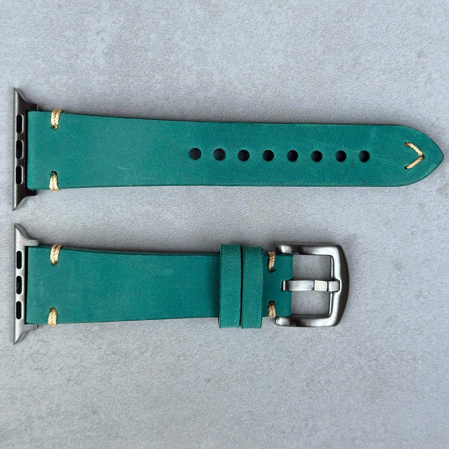 Madrid Caribbean Blue Full Grain Leather Apple Watch Strap. Apple Watch Series 3, 4, 5, 6, 7, 8, 9, SE and Ultra.