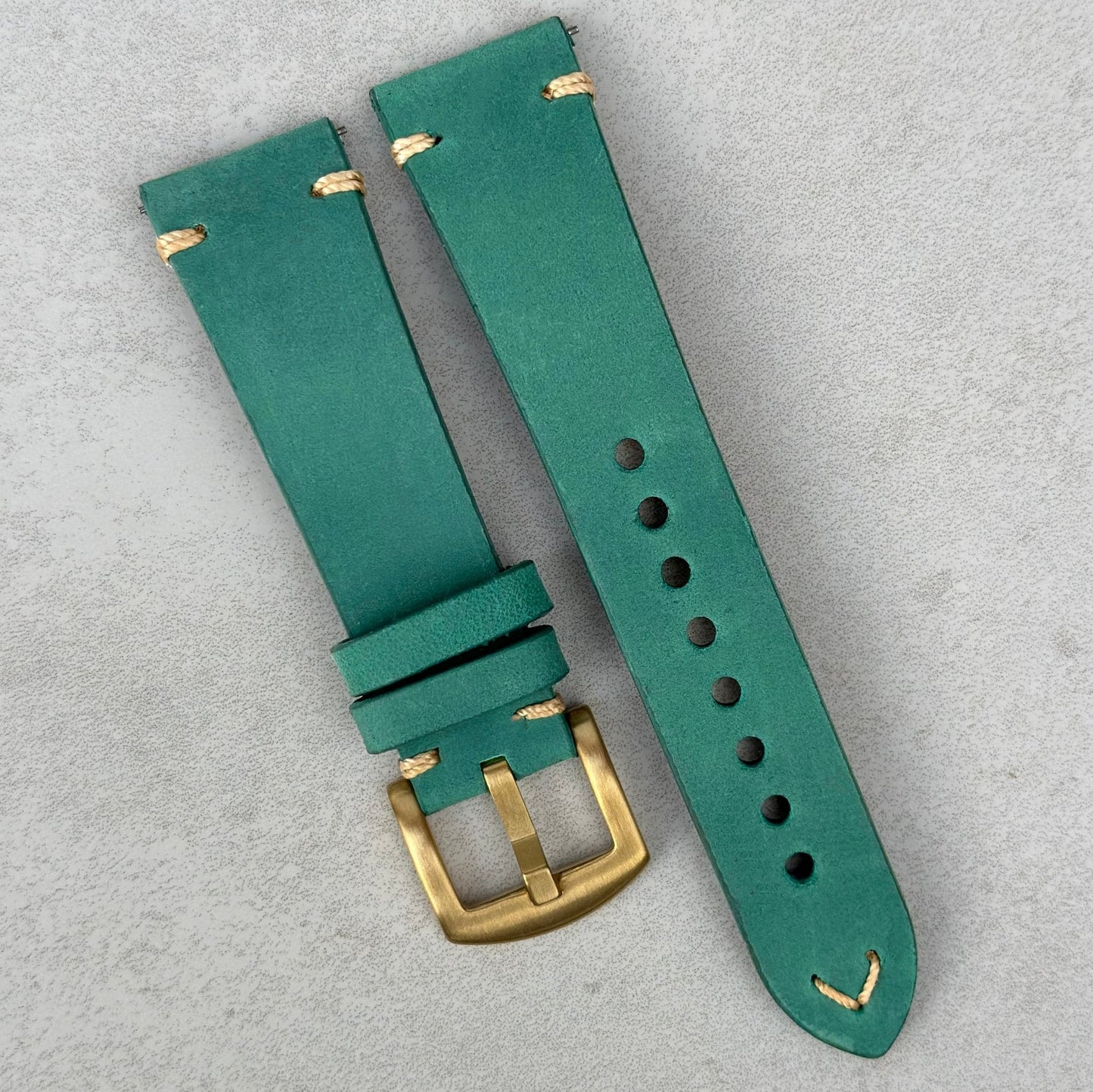 The Madrid: Caribbean Blue Vintage Full Grain Leather Watch Strap