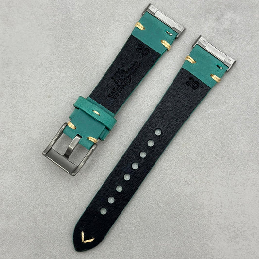 The Madrid: Caribbean Blue Full Grain Leather Fitbit Versa/Sense Watch Strap