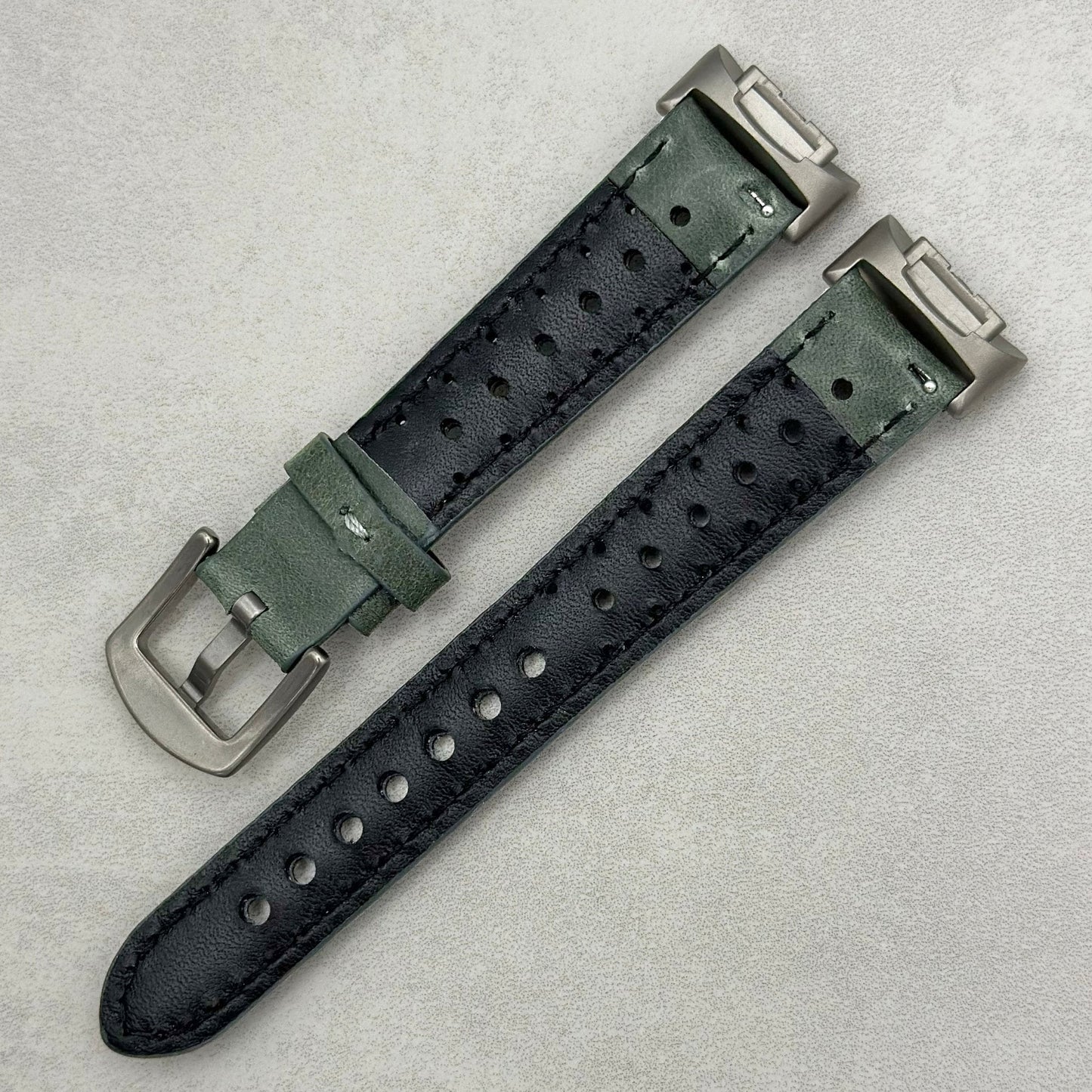 The Monte Carlo: Graphite Grey Perforated Leather Fitbit Charge Watch Strap