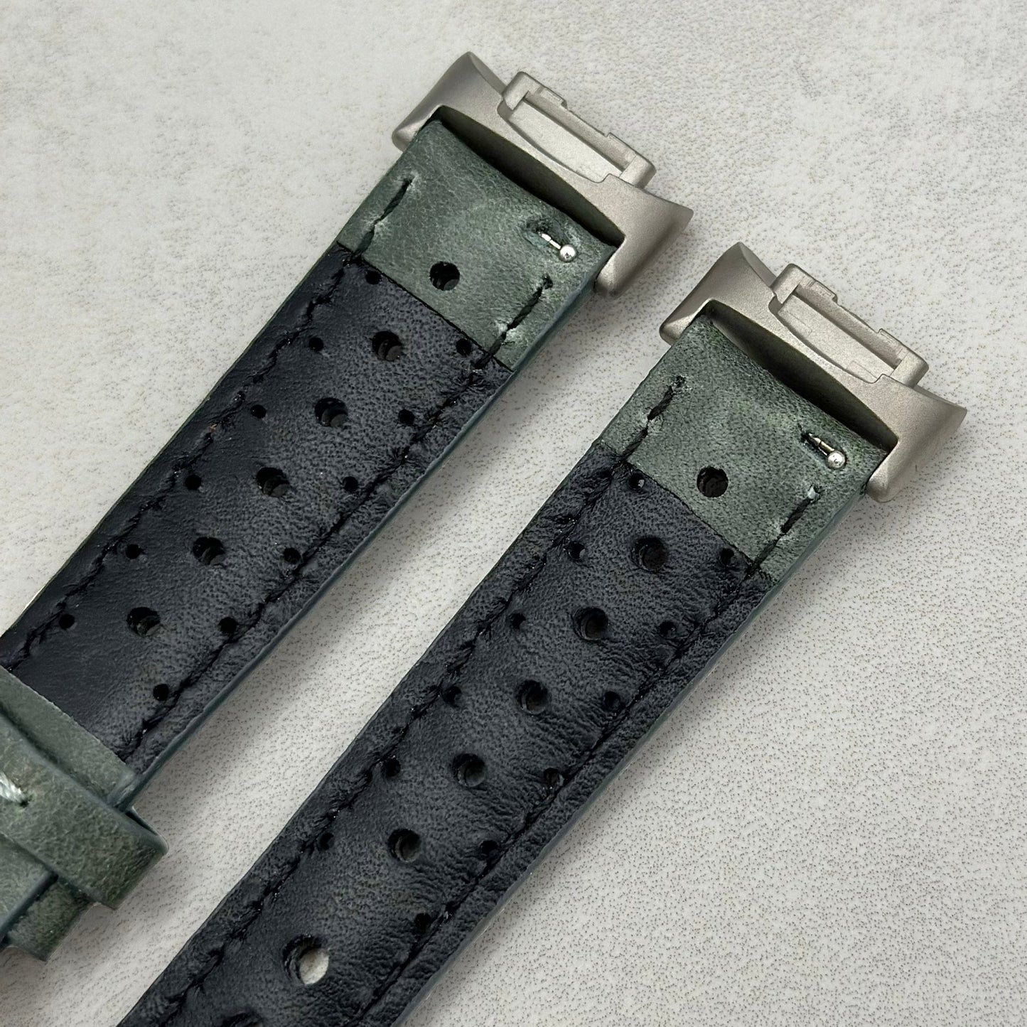 The Monte Carlo: Graphite Grey Perforated Leather Fitbit Charge Watch Strap