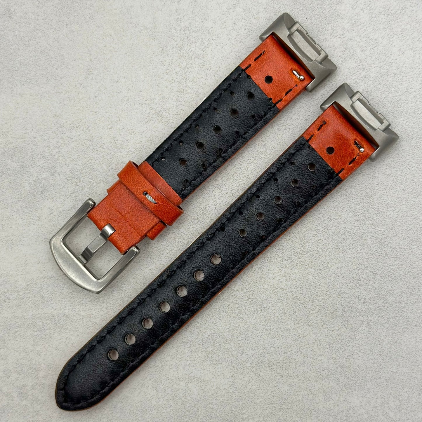 The Monte Carlo: Russet Orange Perforated Leather Fitbit Charge Watch Strap