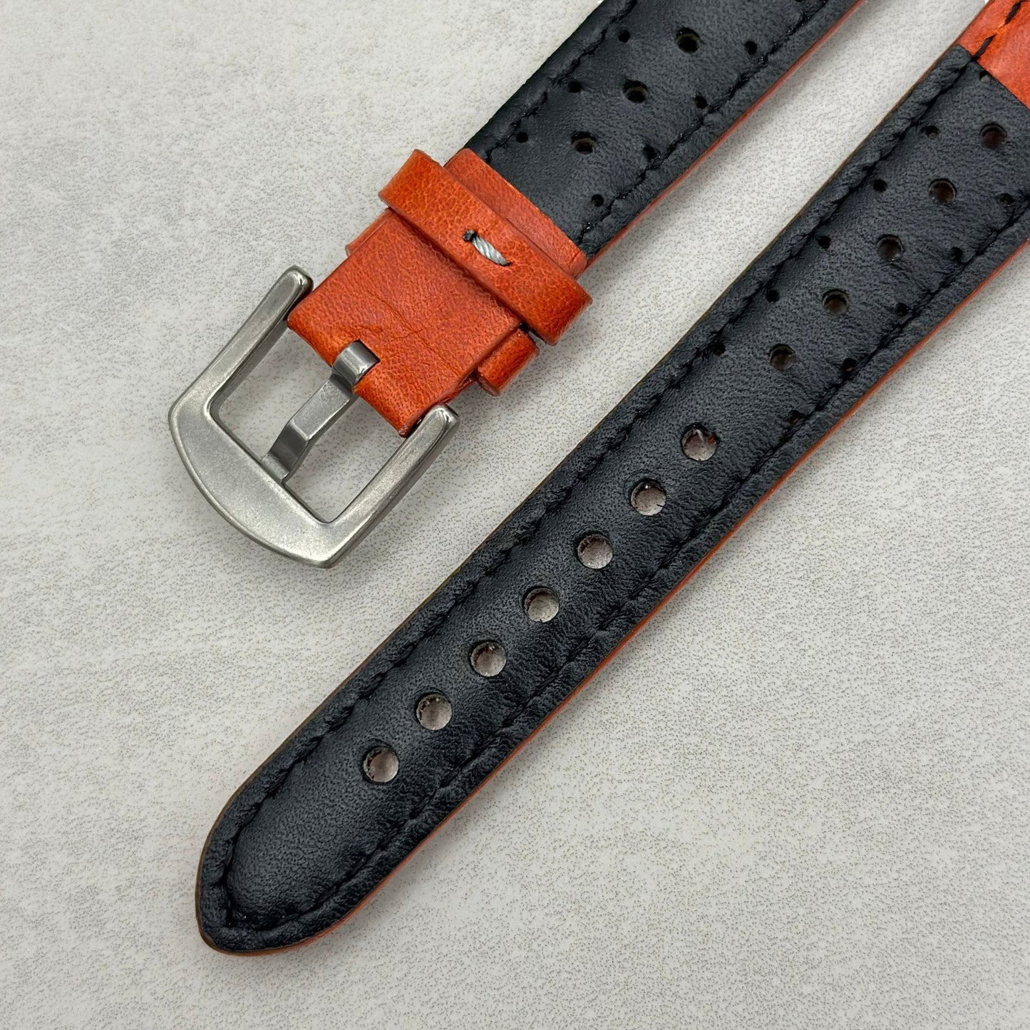 The Monte Carlo: Russet Orange Perforated Leather Fitbit Charge Watch Strap