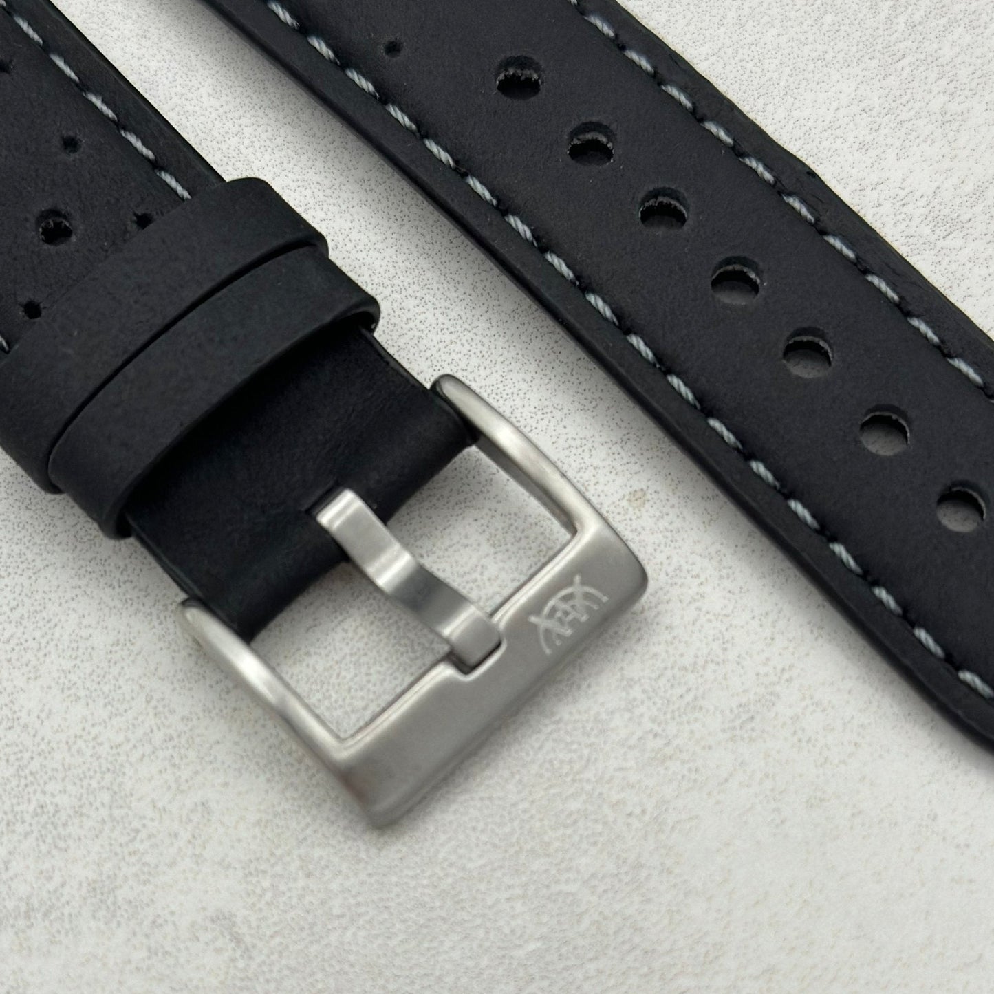 The Monte Carlo: Jet Black Perforated Leather Rally Garmin Quickfit Watch Strap