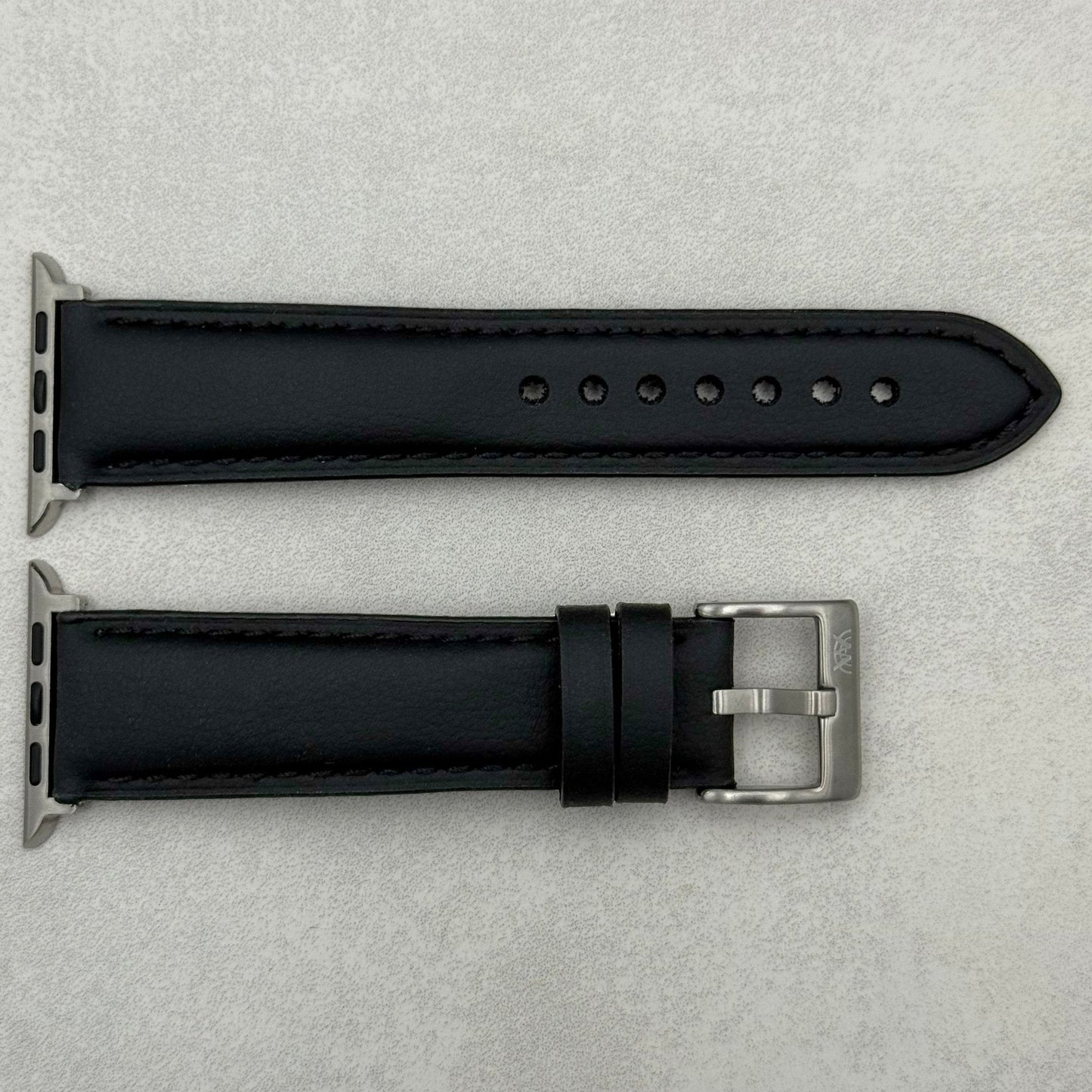 The New York: Black Vegan Leather Apple Watch Strap