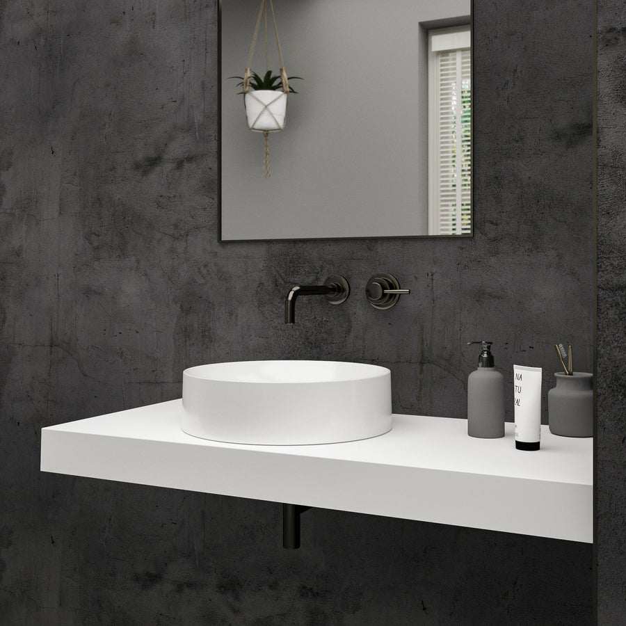 Cilindro Countertop White Stone Basin 400 - side view 2