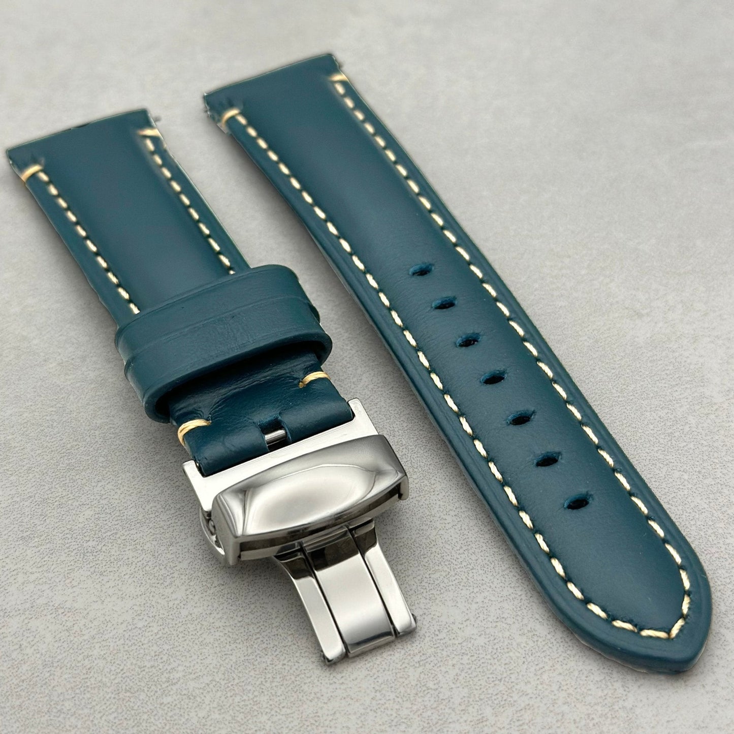 The Oslo: Petrol Blue Full Grain Leather Samsung Galaxy Watch Ultra Strap