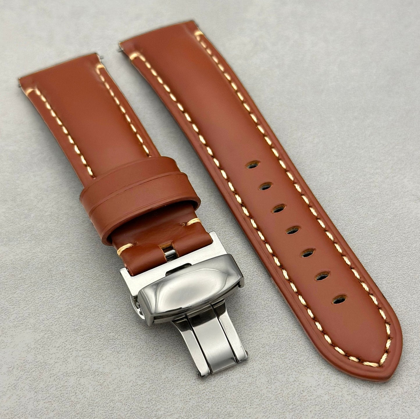 The Oslo: Dark Caramel Brown Full Grain Leather Samsung Galaxy Watch Ultra Strap