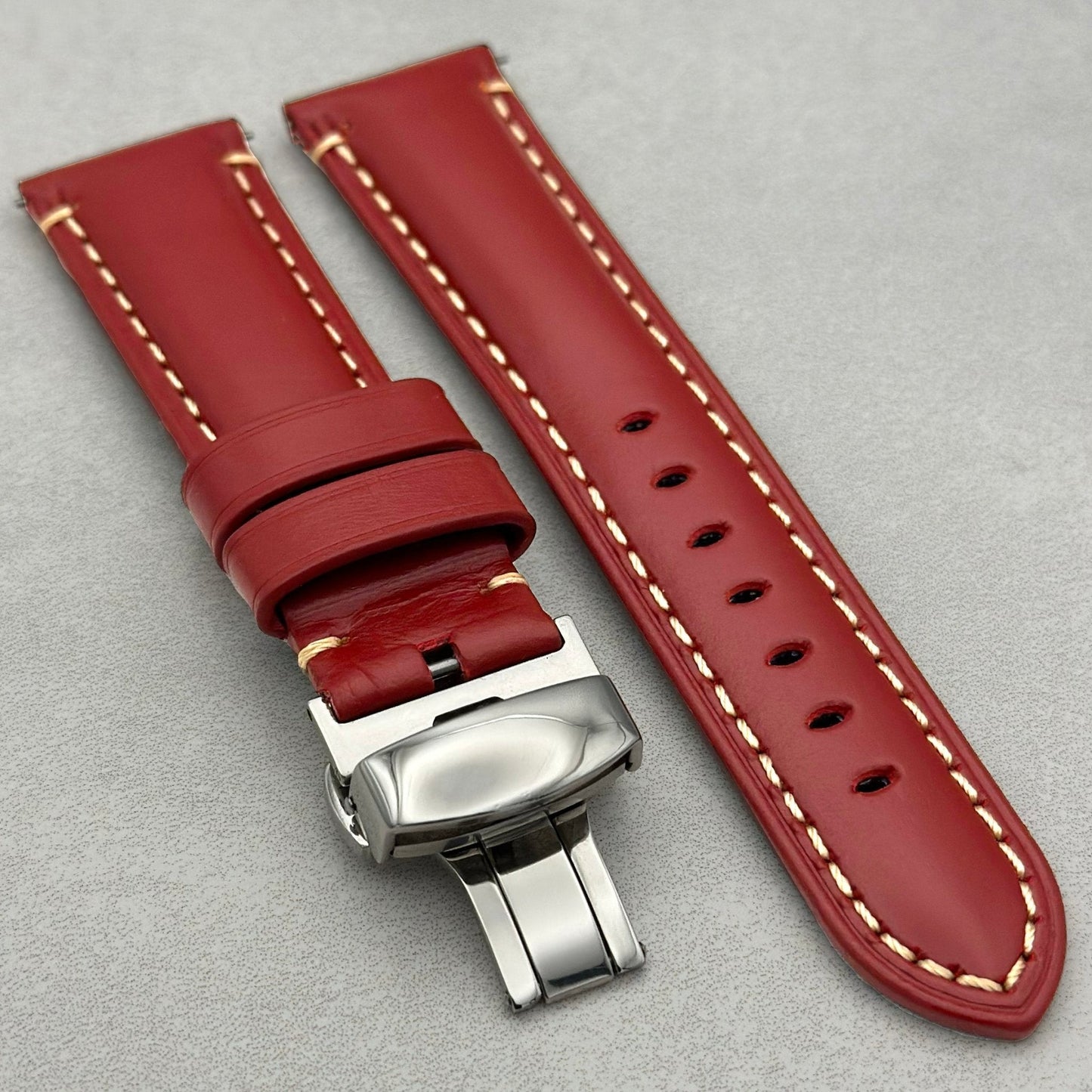 The Oslo: Blood Red Full Grain Leather Samsung Galaxy Watch Ultra Strap