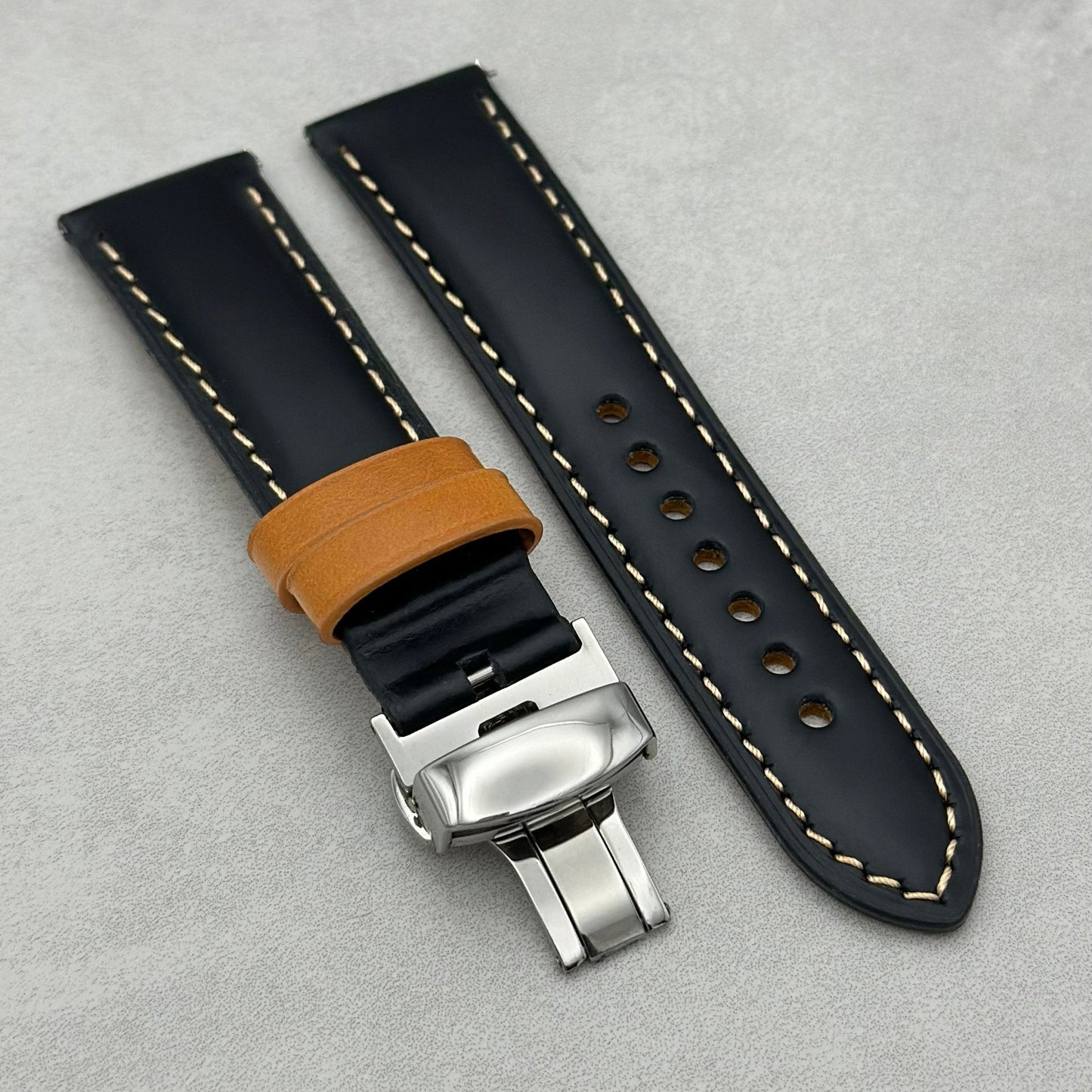 The Oxford: Jet Black Padded Calf Skin Samsung Galaxy Watch Ultra Strap
