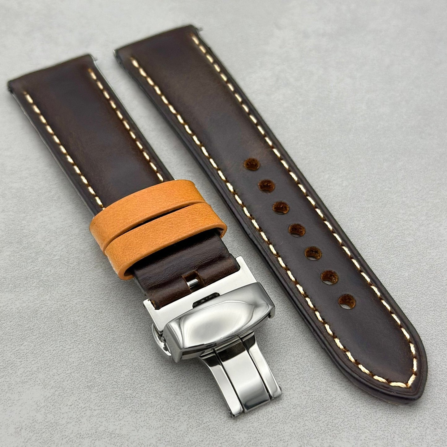 The Oxford: Chocolate Brown Padded Calf Skin Samsung Galaxy Watch Ultra Strap