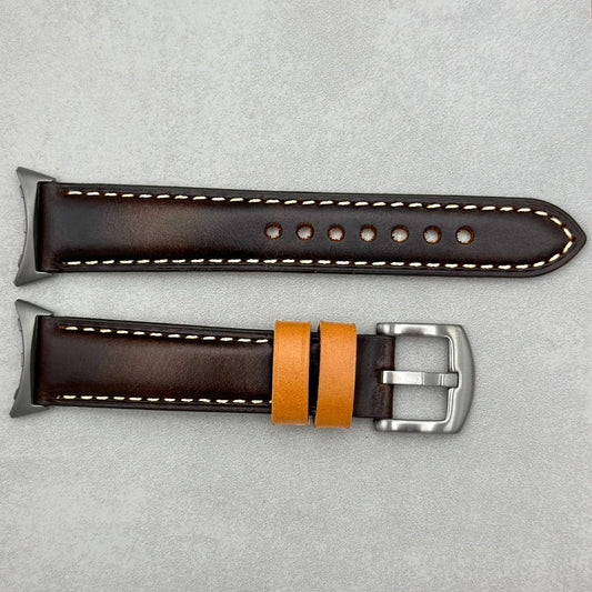 The Oxford: Chocolate Brown Padded Calf Skin Google Pixel Watch Strap