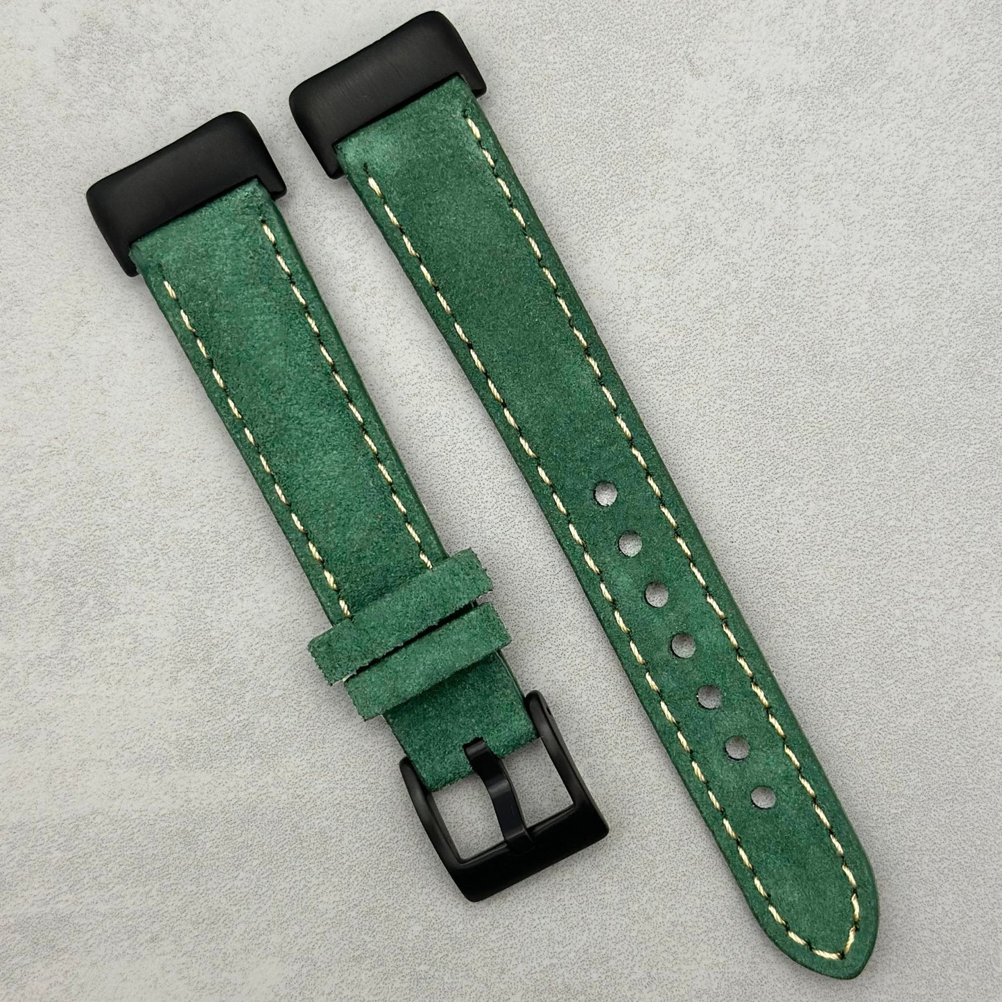 The Paris: Hunter Green Padded Suede Fitbit Charge Watch Strap
