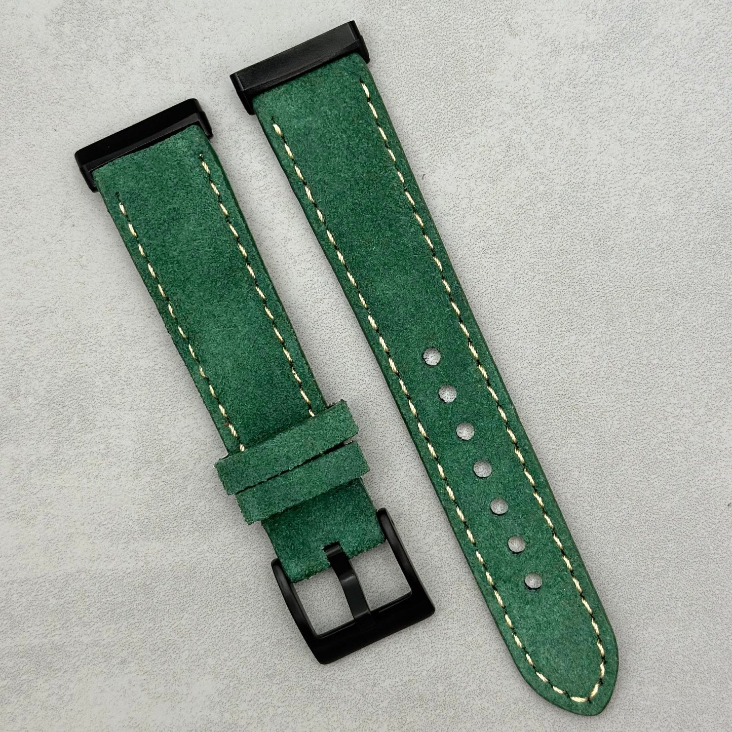 The Paris: Hunter Green Padded Suede Fitbit Versa/Sense Watch Strap