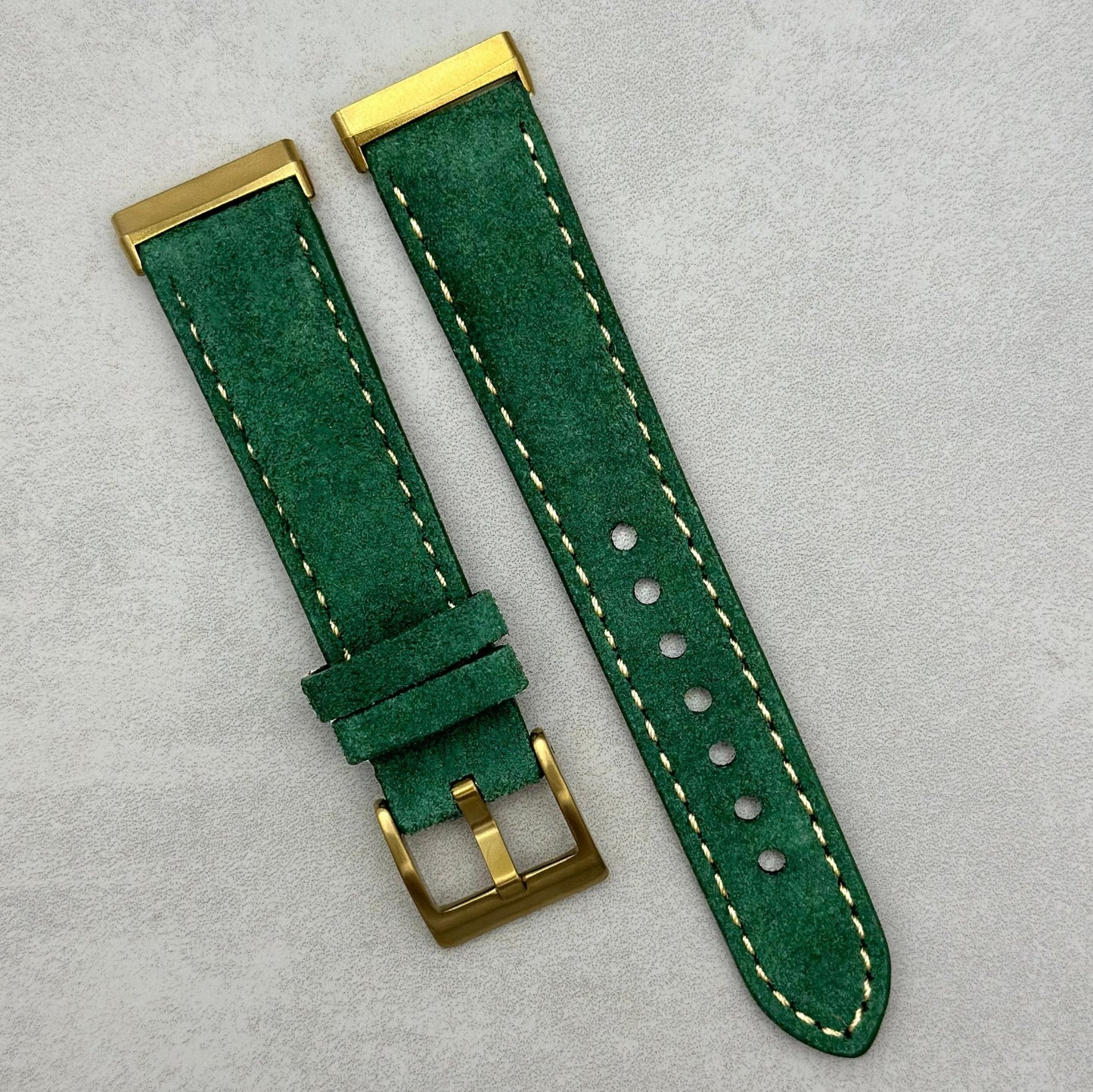 The Paris: Hunter Green Padded Suede Fitbit Versa/Sense Watch Strap