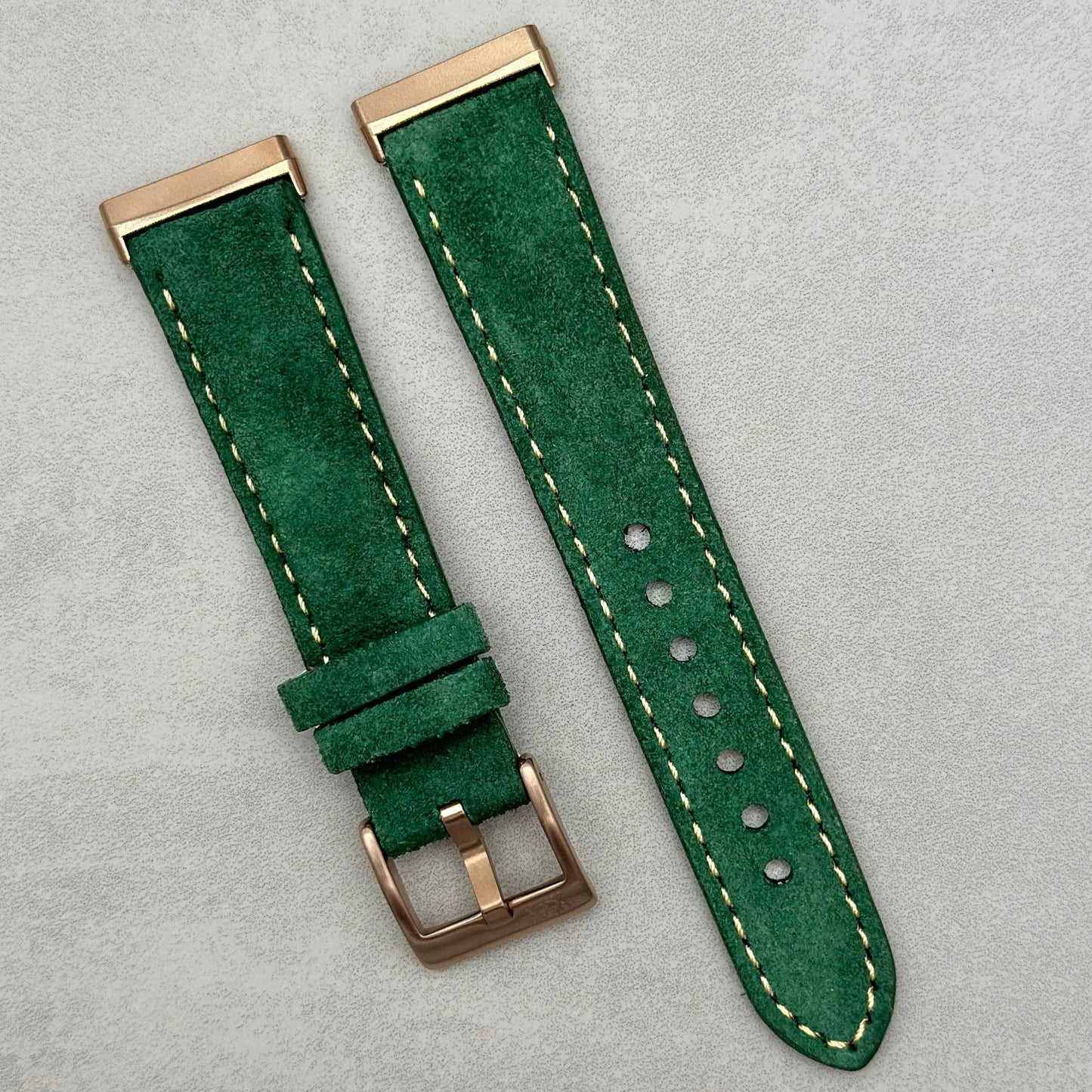 The Paris: Hunter Green Padded Suede Fitbit Versa/Sense Watch Strap