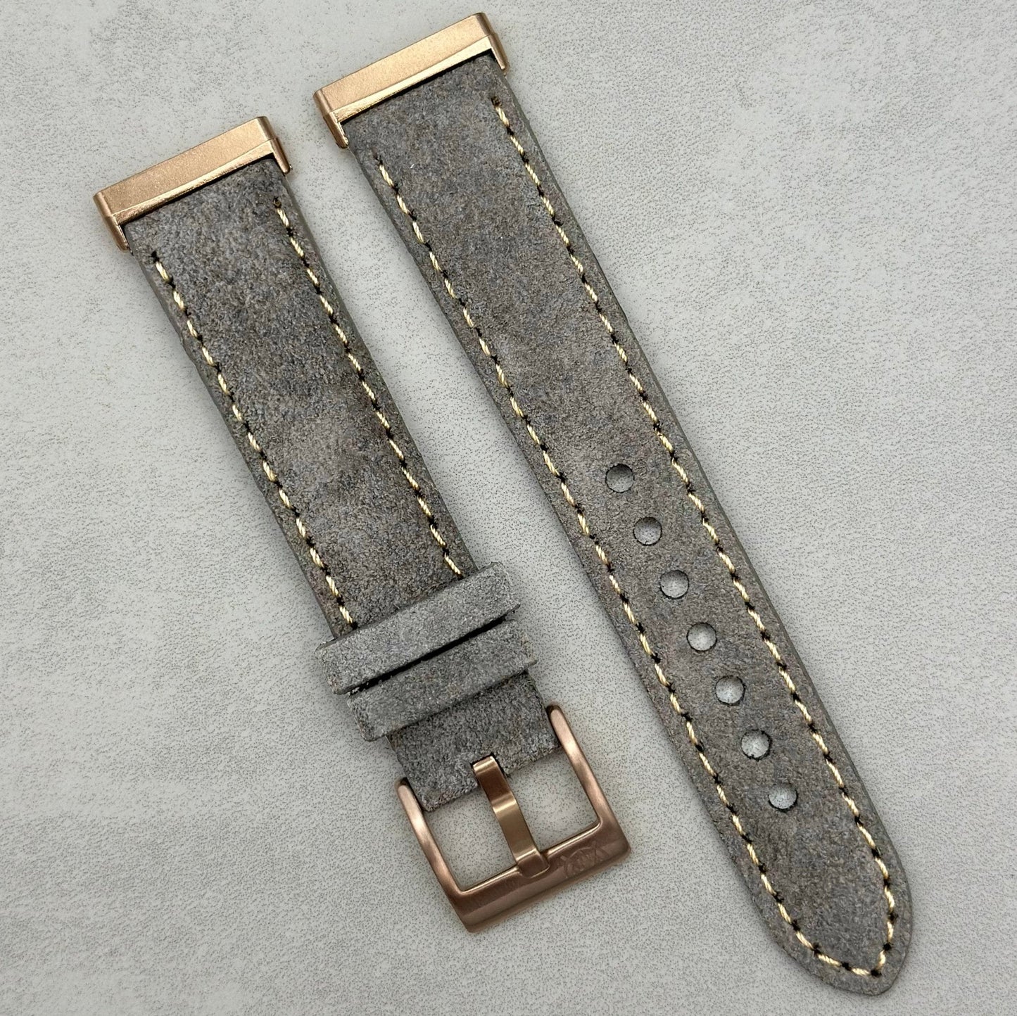 The Paris: Light Grey Padded Suede Fitbit Versa/Sense Watch Strap