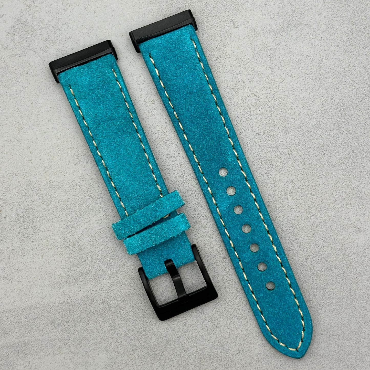 The Paris: Turquoise Blue Padded Suede Fitbit Versa/Sense Watch Strap