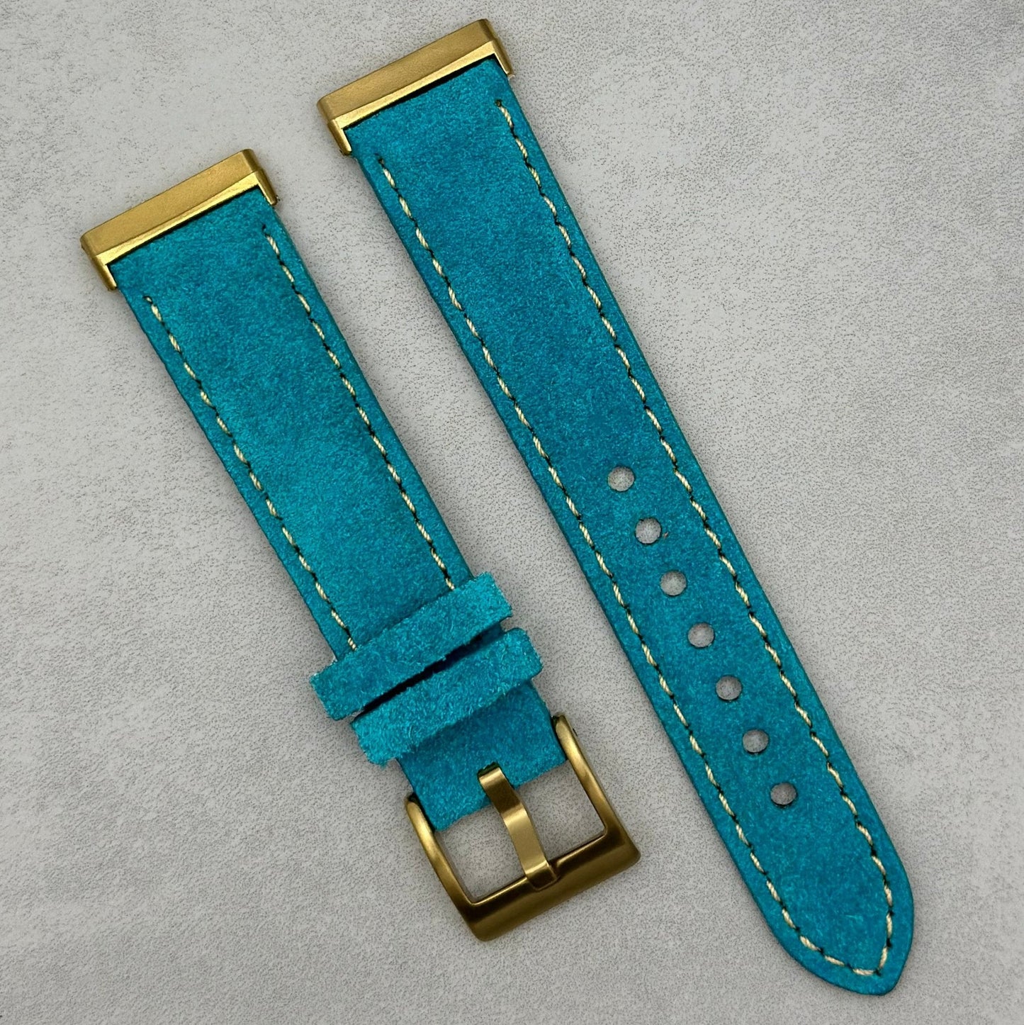 The Paris: Turquoise Blue Padded Suede Fitbit Versa/Sense Watch Strap