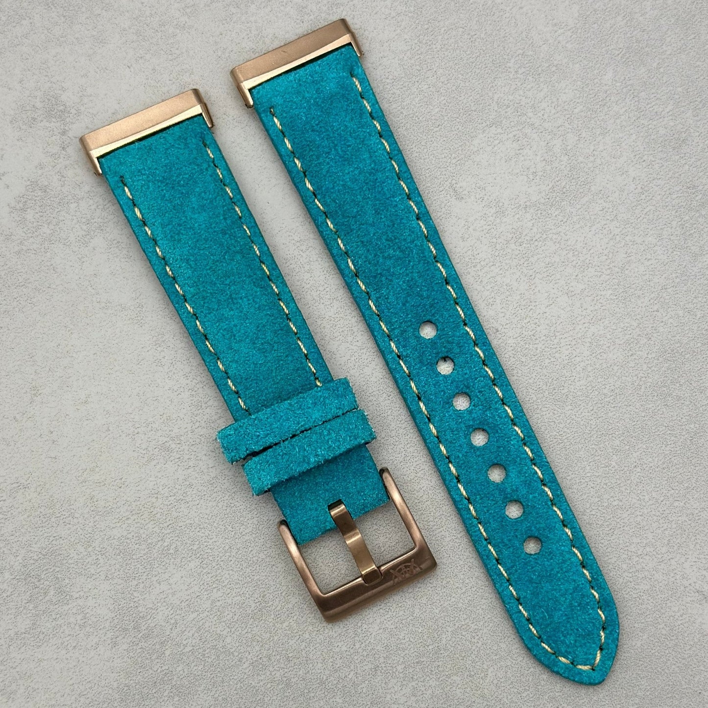 The Paris: Turquoise Blue Padded Suede Fitbit Versa/Sense Watch Strap