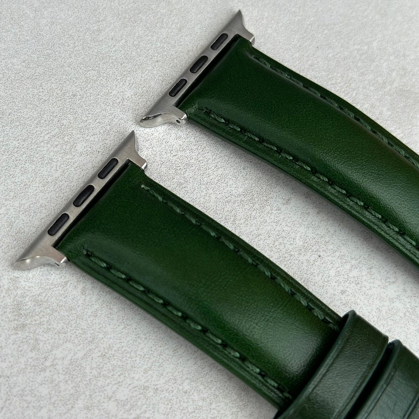 The Prague: Racing Green Vegetable Tanned Full Grain Leather Apple Watch Strap