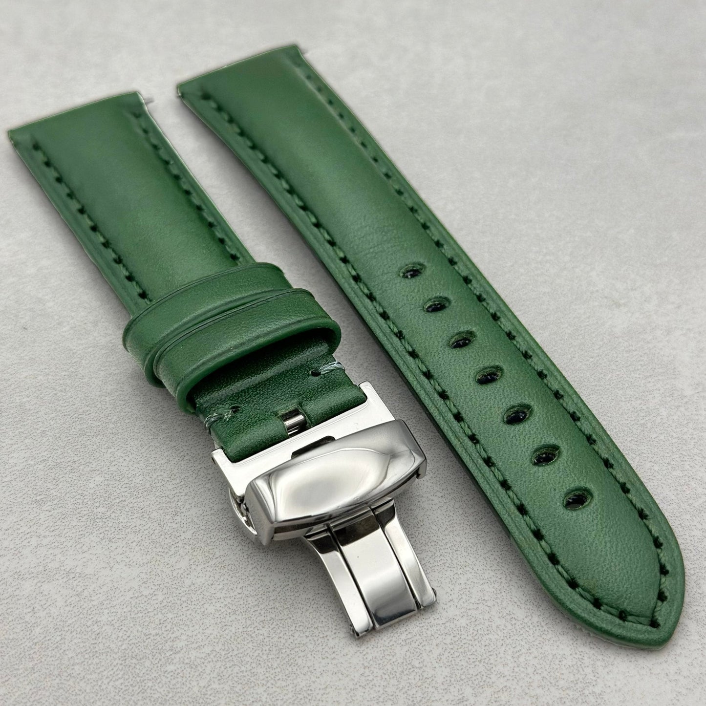 The Prague: Racing Green Vegetable Tanned Full Grain Leather Samsung Galaxy Watch Ultra Strap