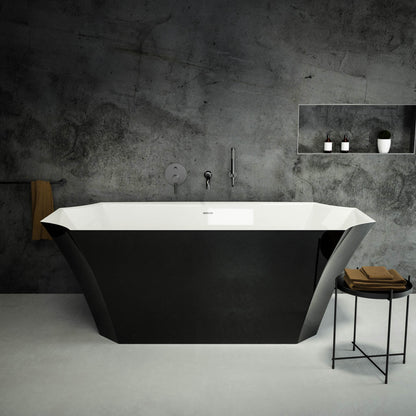 Esmeralda Freestanding Polished Black Stone Bath 1700
