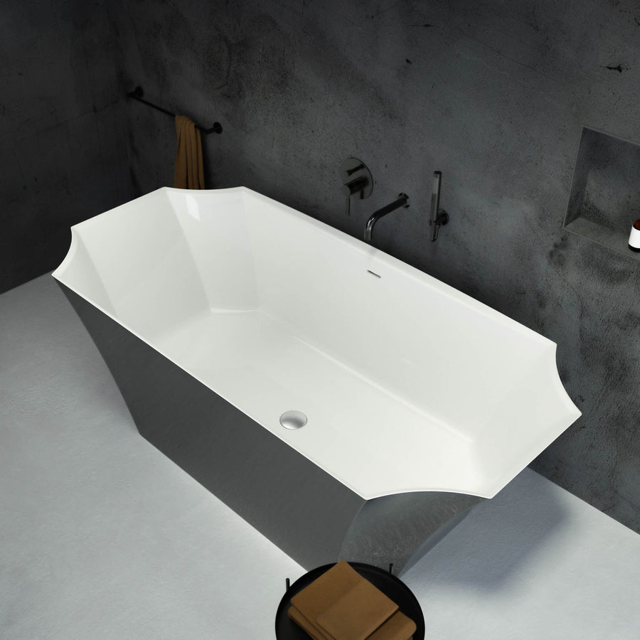 Esmeralda Freestanding Polished Black Stone Bath 1700 - top view
