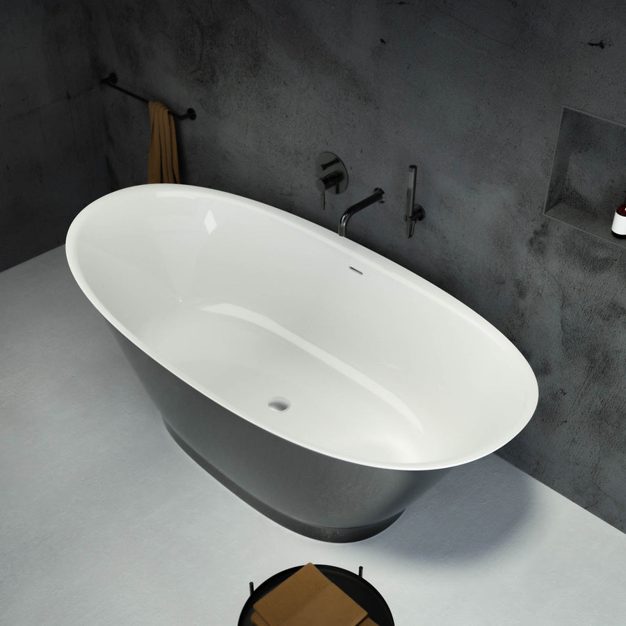 Campana Freestanding Oval Polished Black Stone Bath 1630 - top view