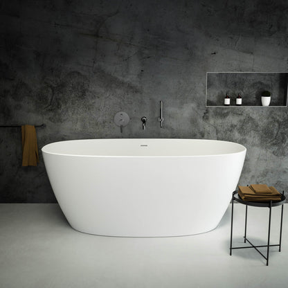 Valencia Oval Freestanding Stone Bathtub 1600 (White)