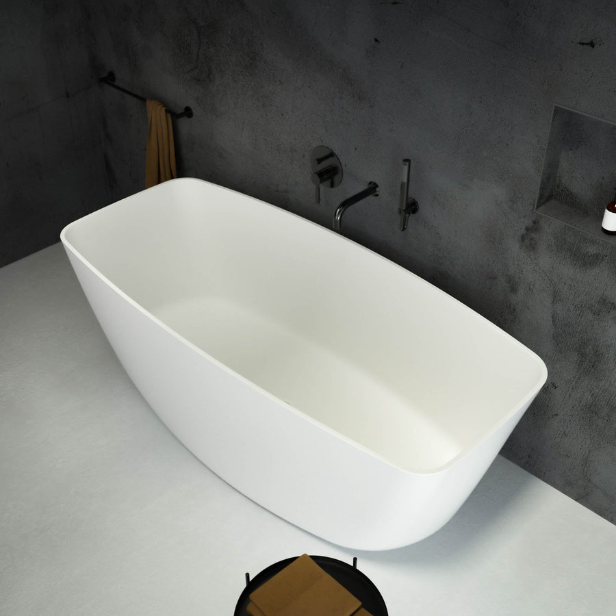 Seno Freestanding Stone Bath 1600 (White) top view