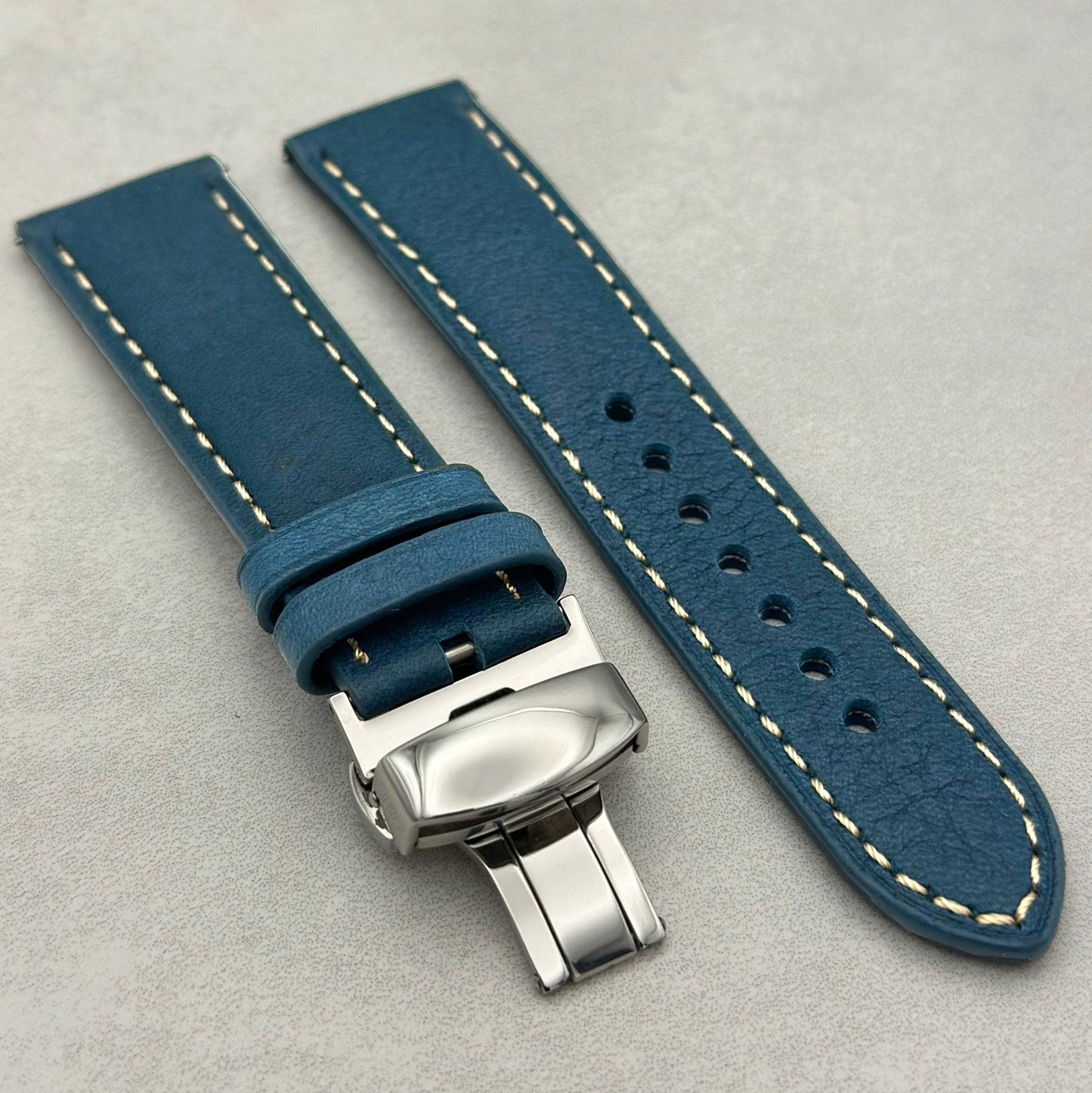 The Rome: Prussian Blue Italian Full Grain Leather Apple Watch Strap