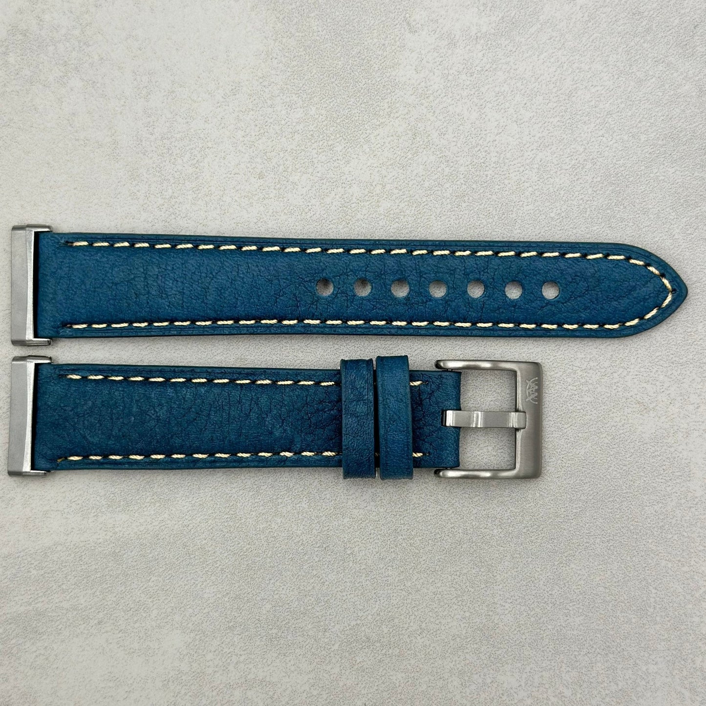 The Rome: Prussian Blue Italian Full Grain Leather Fitbit Versa/Sense Watch Strap