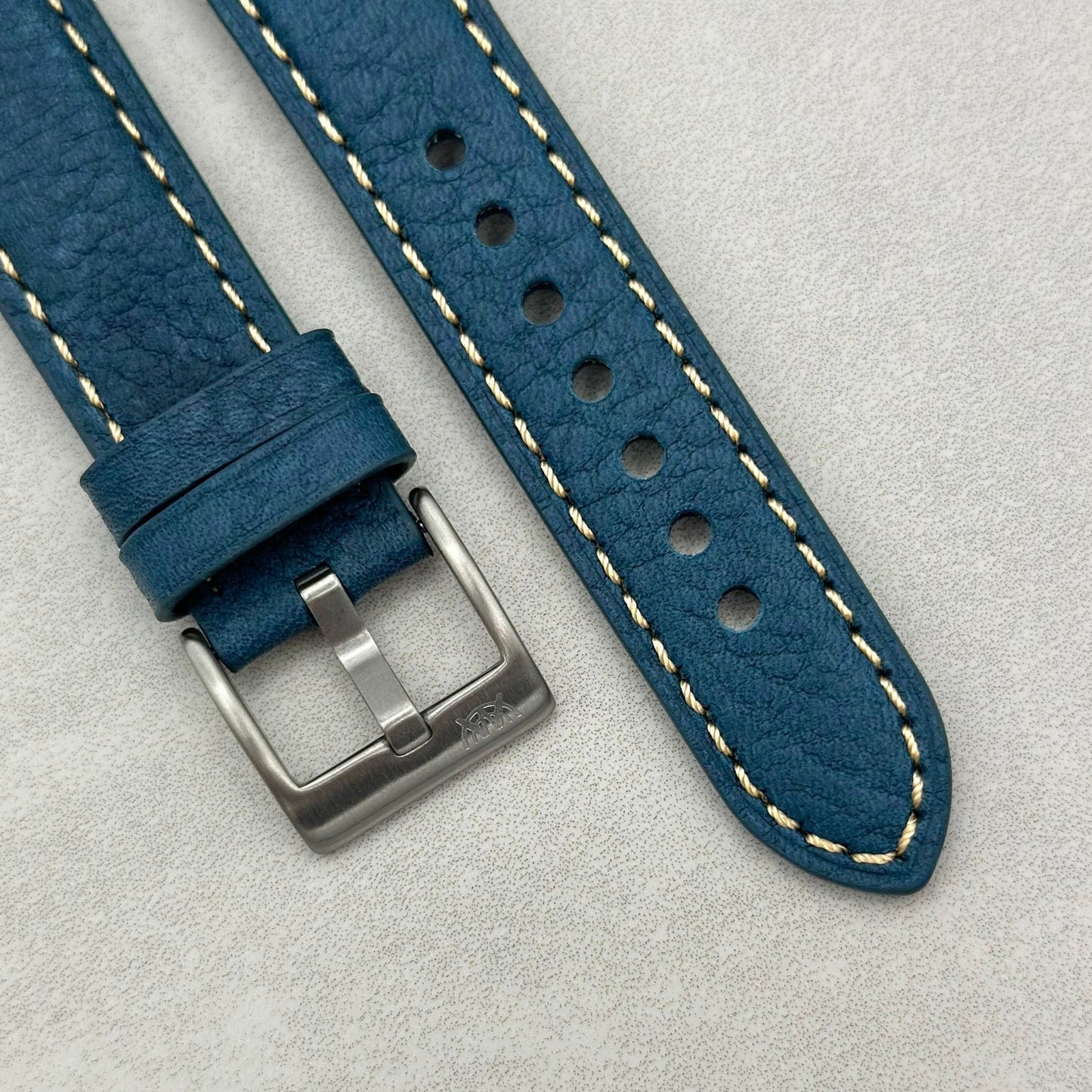 The Rome: Prussian Blue Italian Full Grain Leather Fitbit Versa/Sense Watch Strap