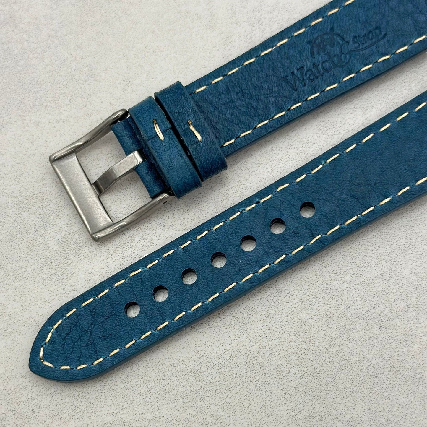 The Rome: Prussian Blue Italian Full Grain Leather Fitbit Versa/Sense Watch Strap