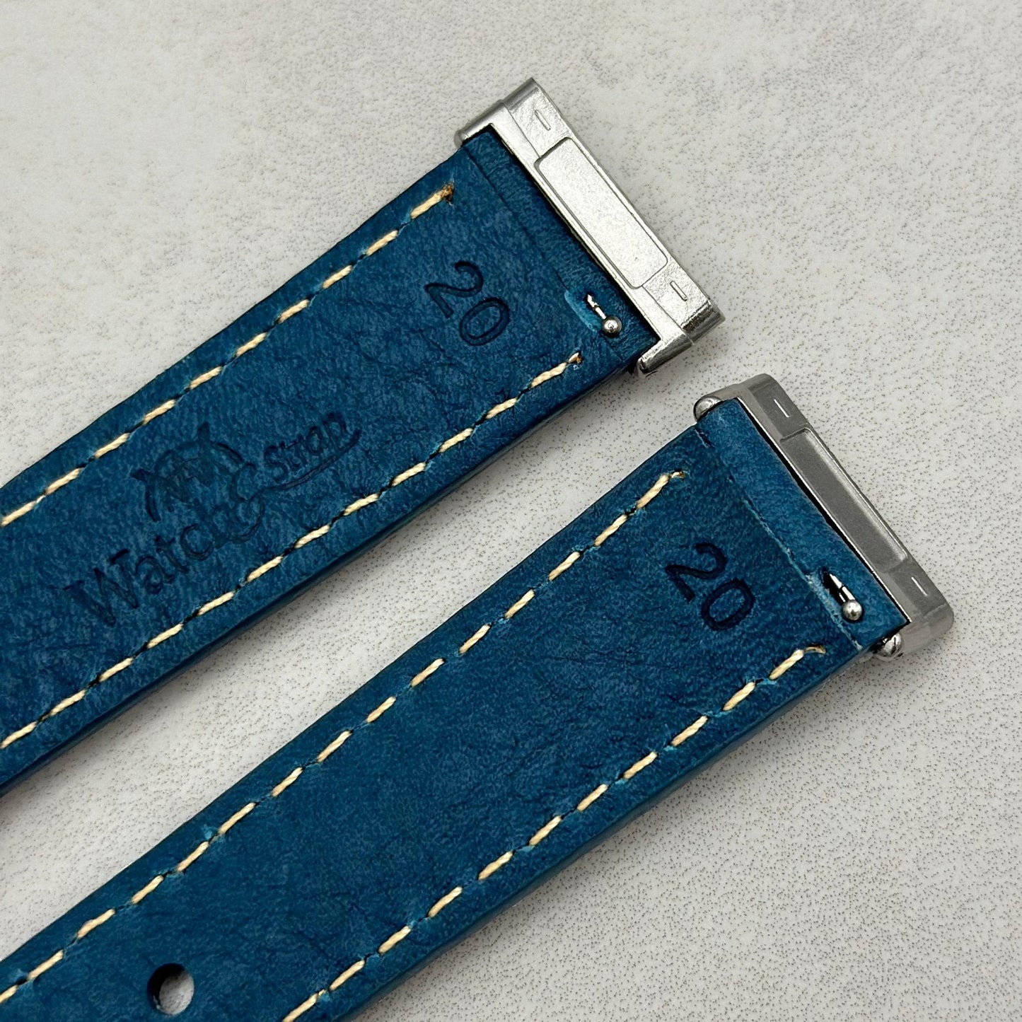 The Rome: Prussian Blue Italian Full Grain Leather Fitbit Versa/Sense Watch Strap