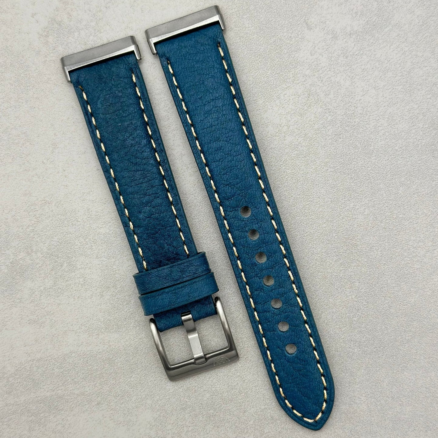 The Rome: Prussian Blue Italian Full Grain Leather Fitbit Versa/Sense Watch Strap