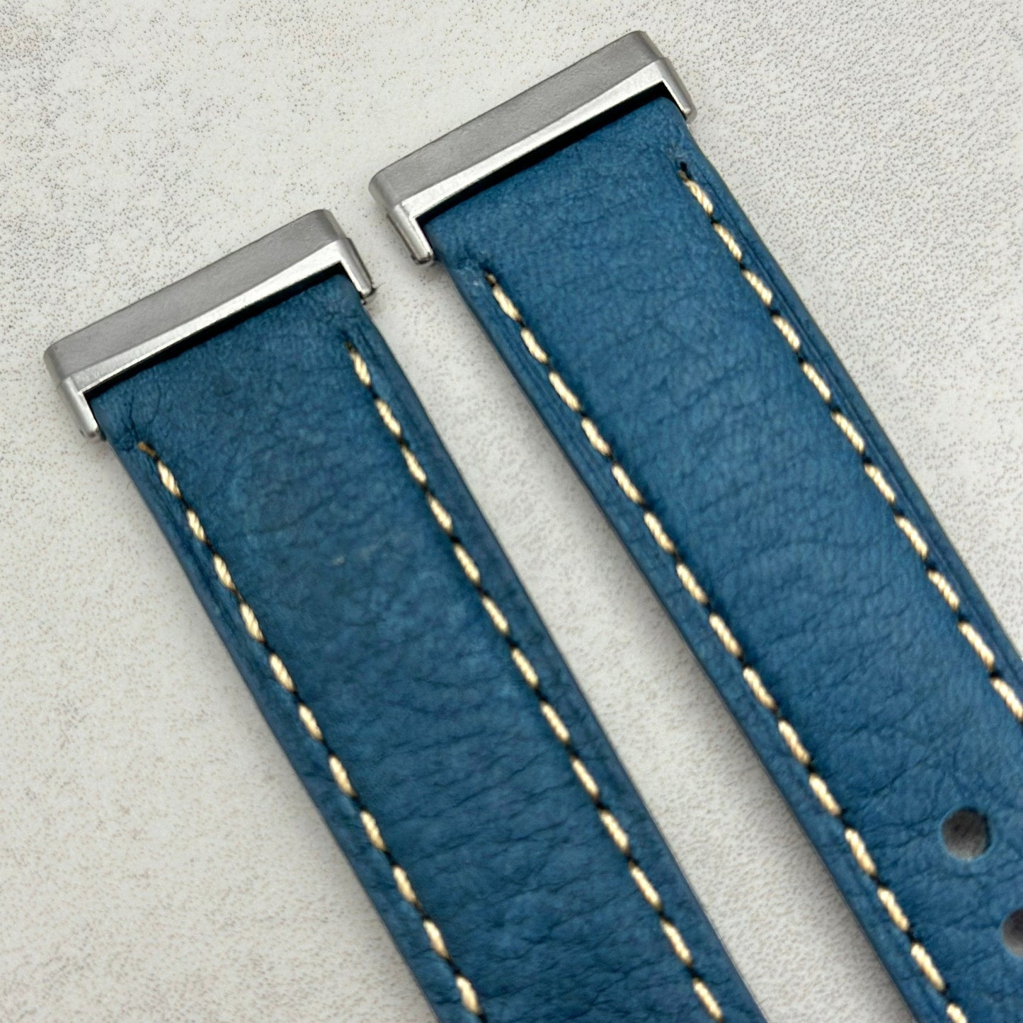 The Rome: Prussian Blue Italian Full Grain Leather Fitbit Versa/Sense Watch Strap