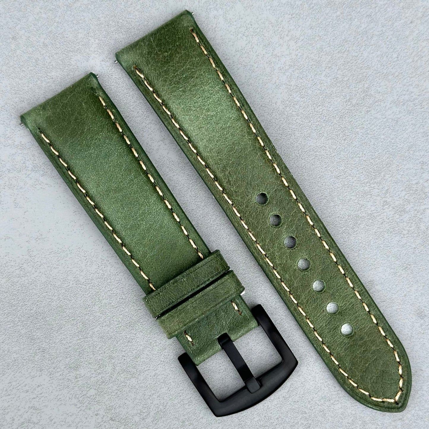 The Rome: Olive Green Italian Full Grain Leather Watch Strap