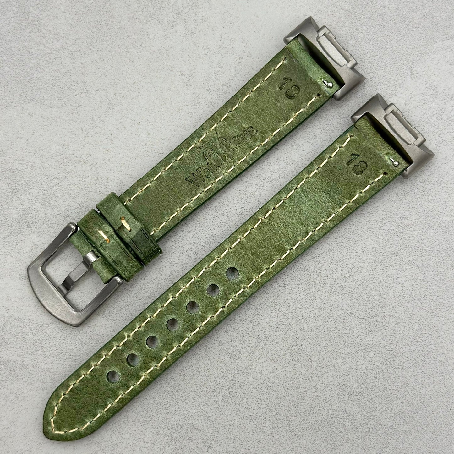 The Rome: Olive Green Italian Full Grain Leather Fitbit Charge Watch Strap
