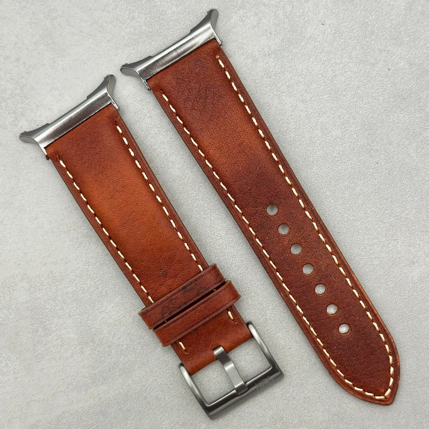 The Rome: Terracotta Brown Italian Full Grain Leather Samsung Galaxy Watch Ultra Strap