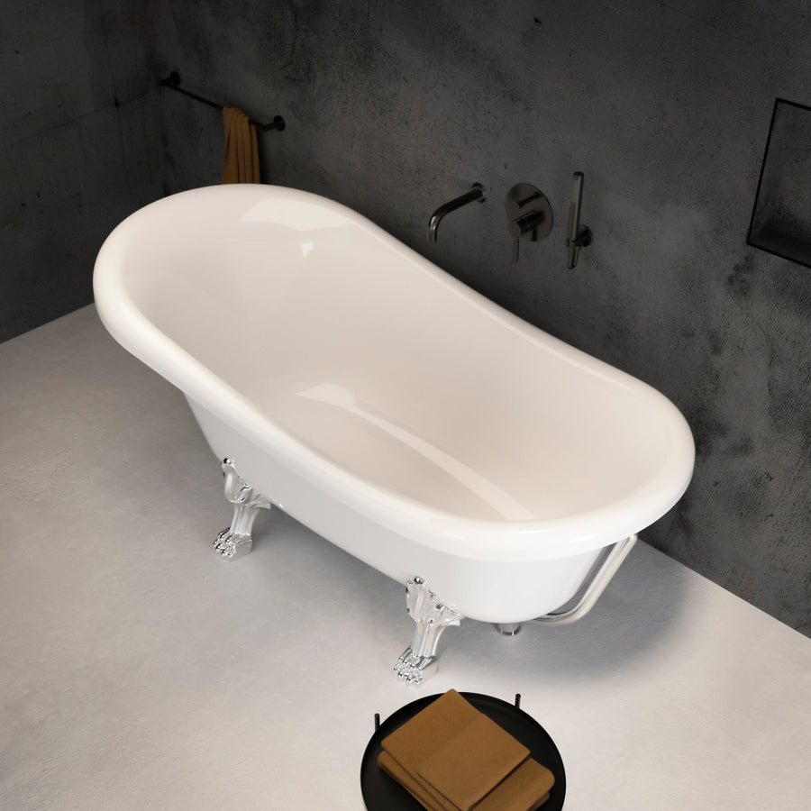 Kensington Freestanding Polished Roll-top Stone Bath 1570 - top view