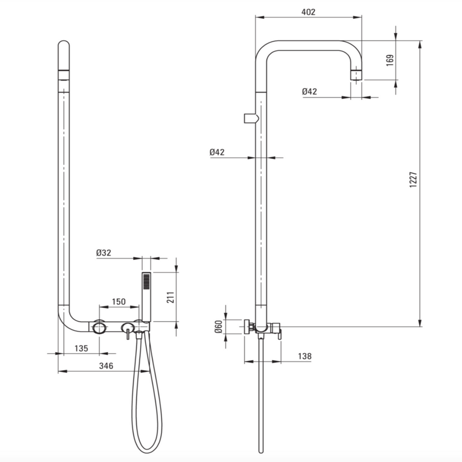 Lia Elegante Shower Column with Shower Mixer - White