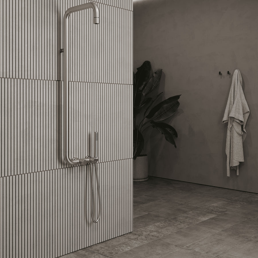Lia Elegante Shower Column with Shower Mixer - Brushed Steel