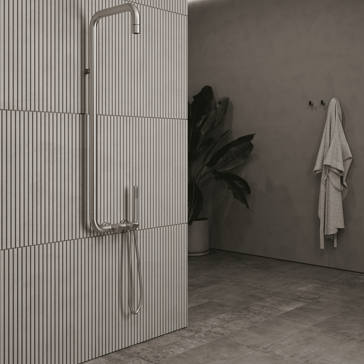 Lia Elegante Shower Column with Shower Mixer - Brushed Steel